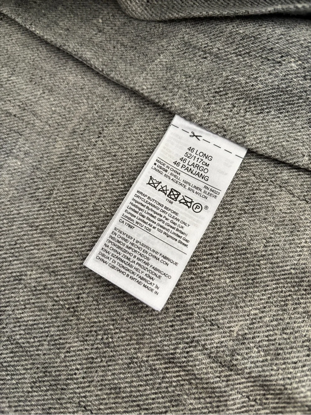 Banana Republic Men’s Heritage Collection Gray Slim Fit Linen-Blend Blazer 46L